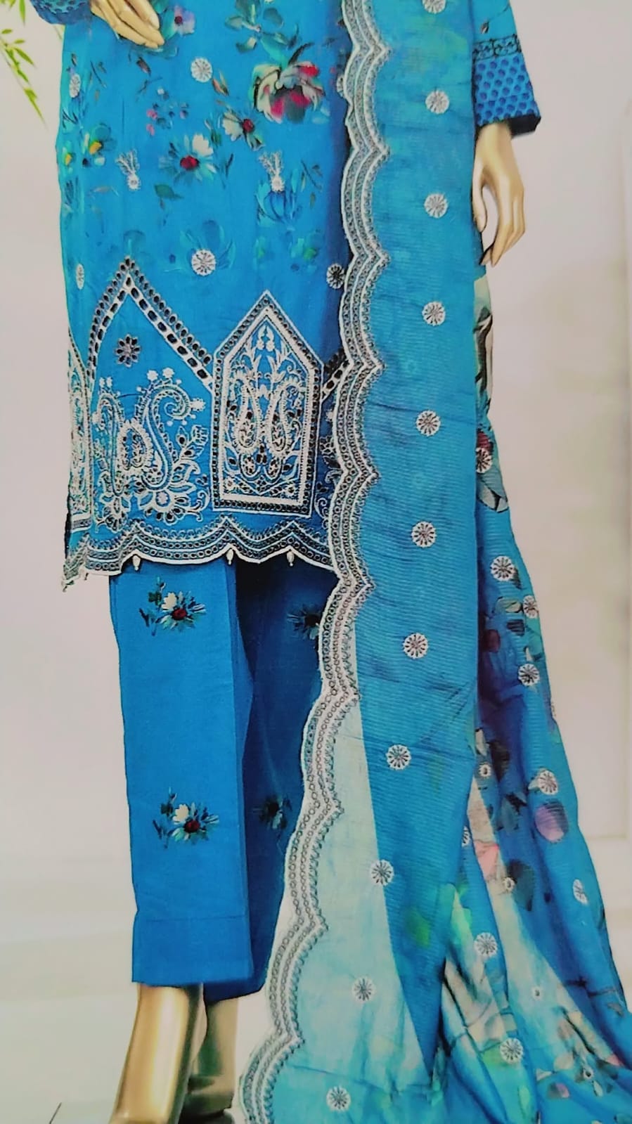 Sky Bloom Chikenkari 3 piece suit,s