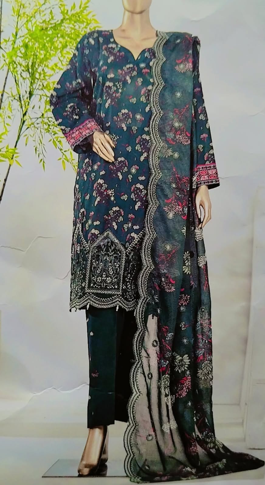 Twilight Garden Chikenkari 3 piece