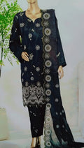 Noir Lace Bloom  Chikenkari 3 piece