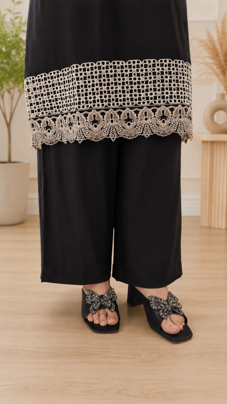 Noir Grace Black Embroidered Co-Ord Set