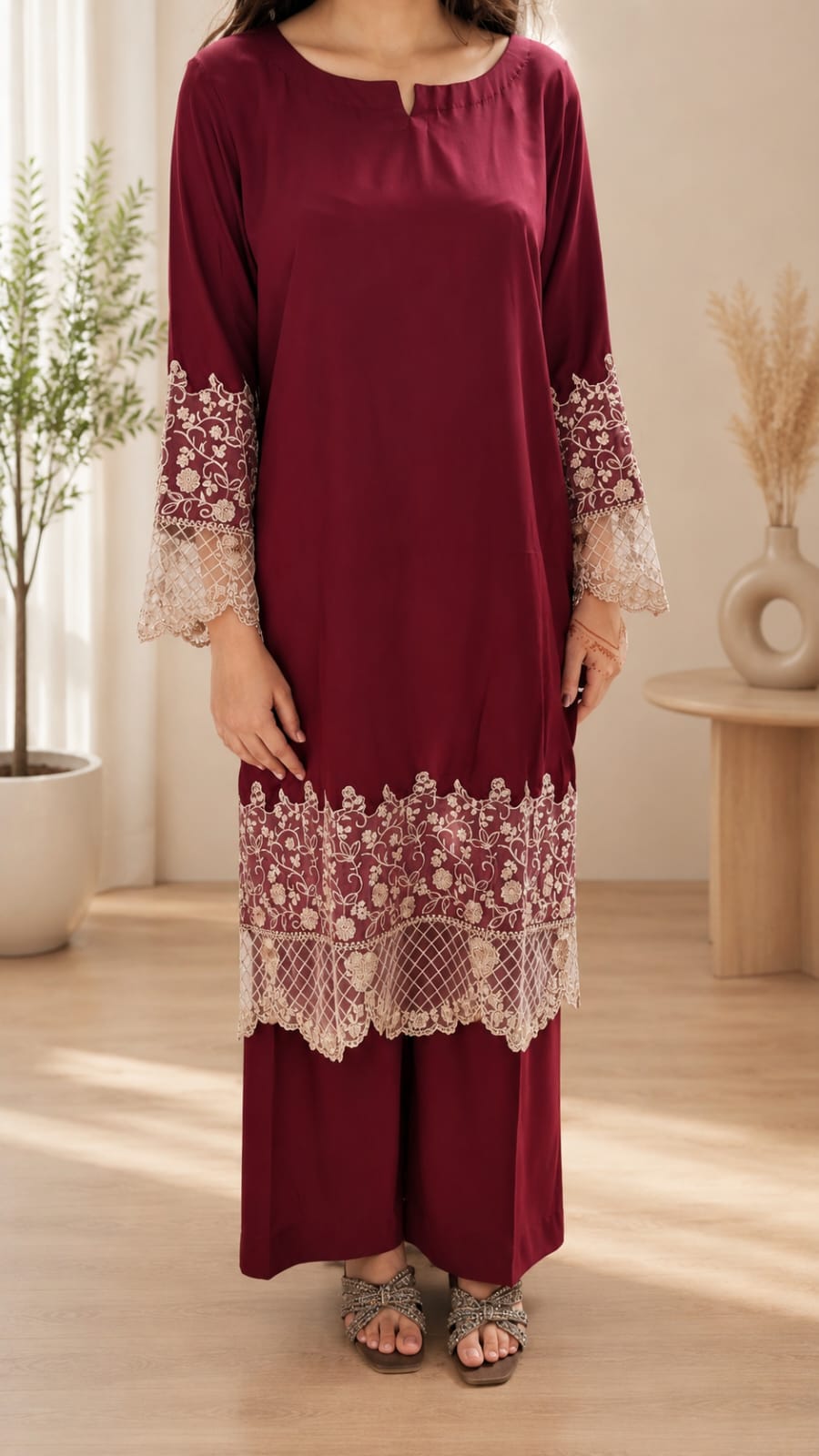 Maron Grace Embroidered Co-Ord Set