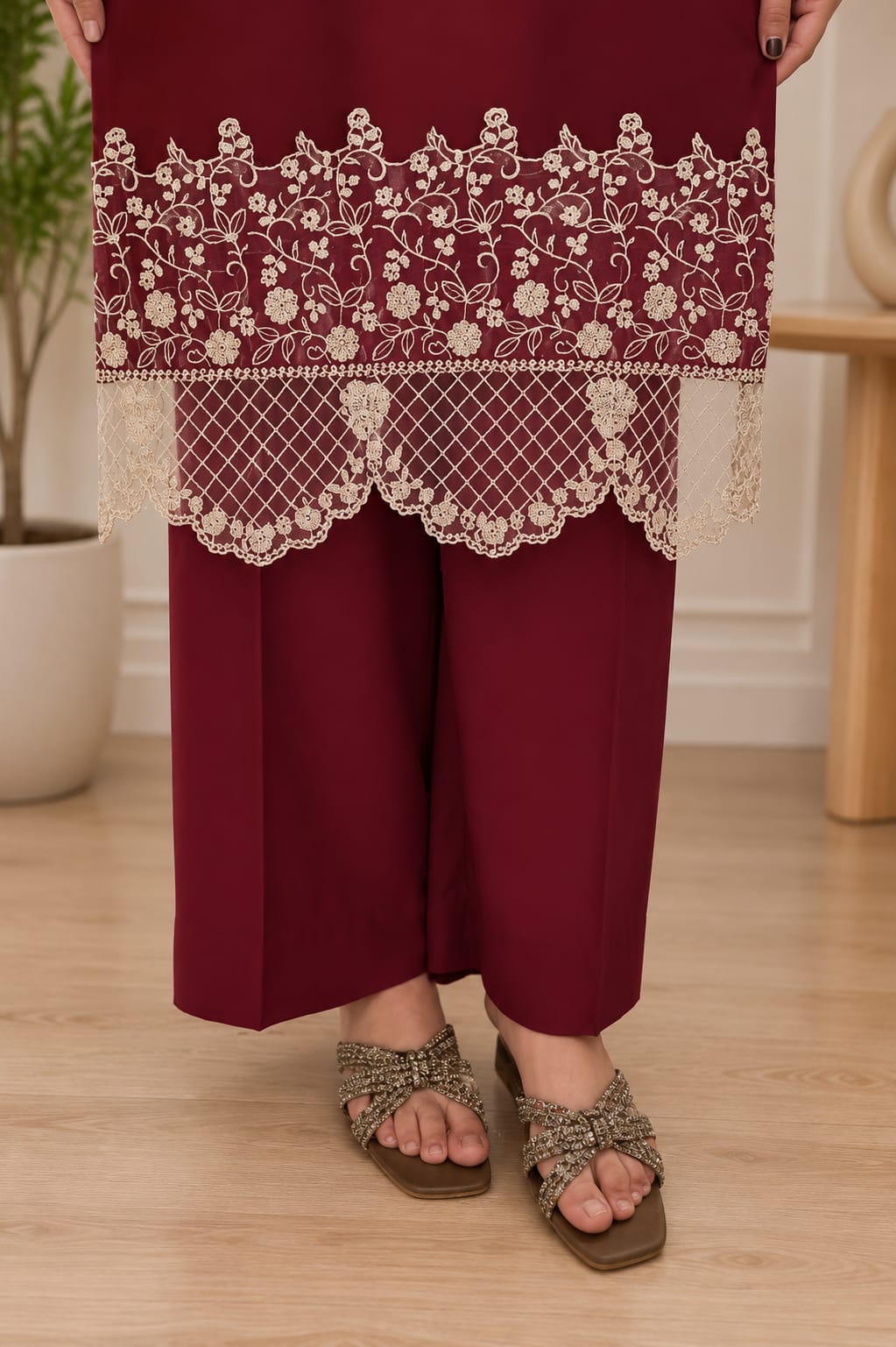 Maron Grace Embroidered Co-Ord Set