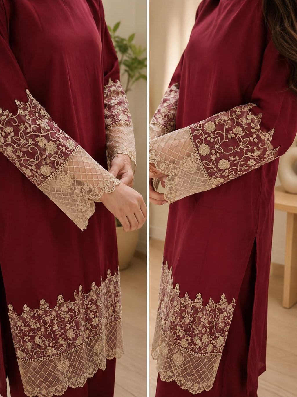 Maron Grace Embroidered Co-Ord Set