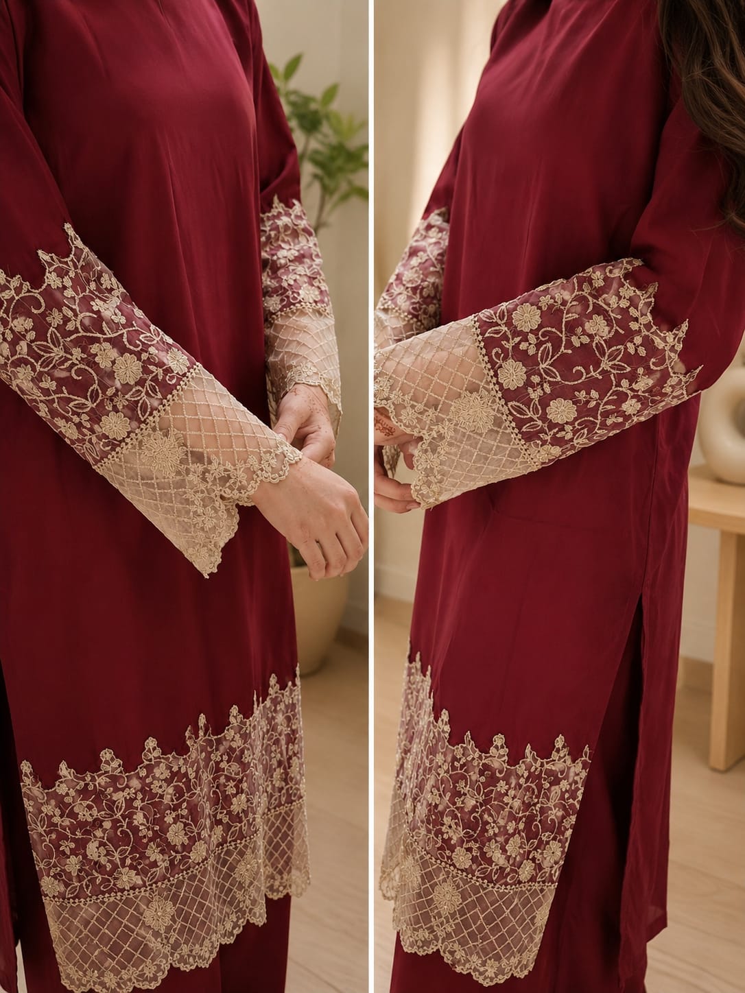 Maron Grace Embroidered Co-Ord Set