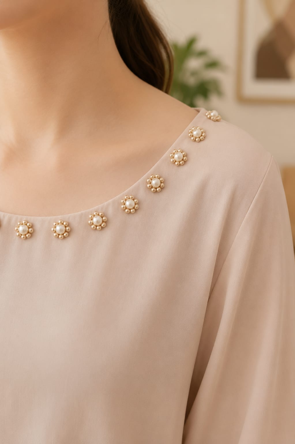 Pearl Embellished Co-Ord Set Soft&Elegant