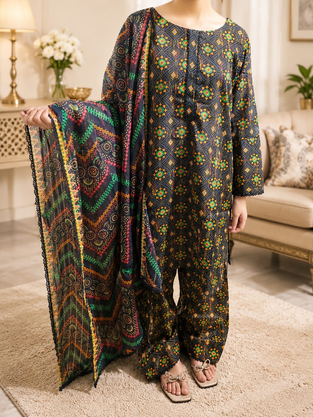 Midnight Mosaic 3 piece printed suit