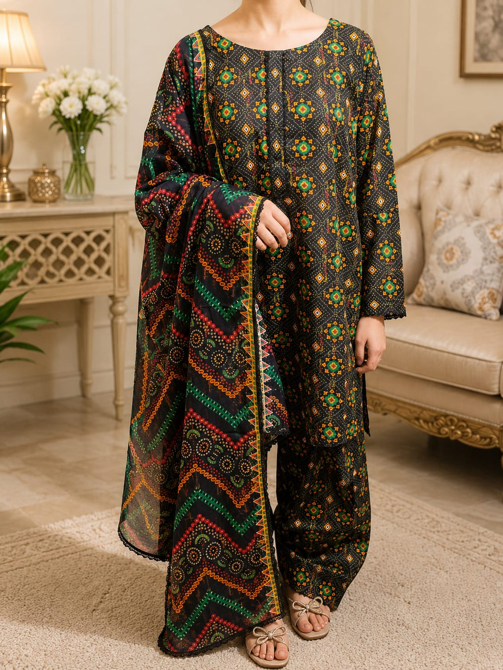 Midnight Mosaic 3 piece printed suit