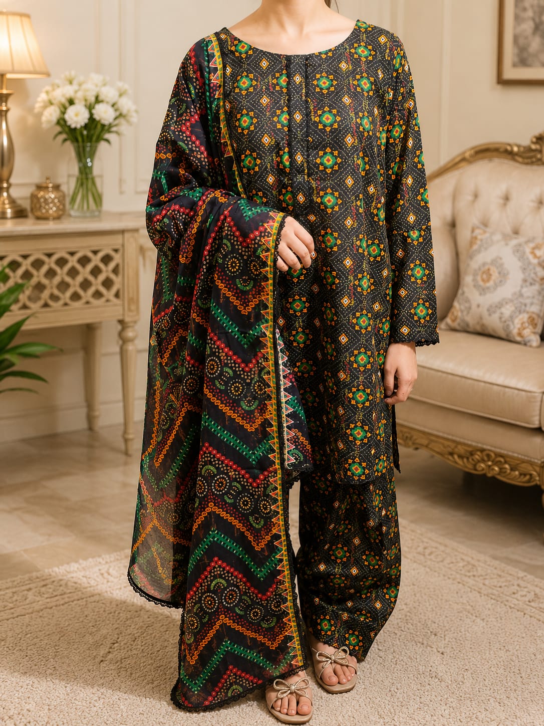 Midnight Mosaic 3 piece printed suit