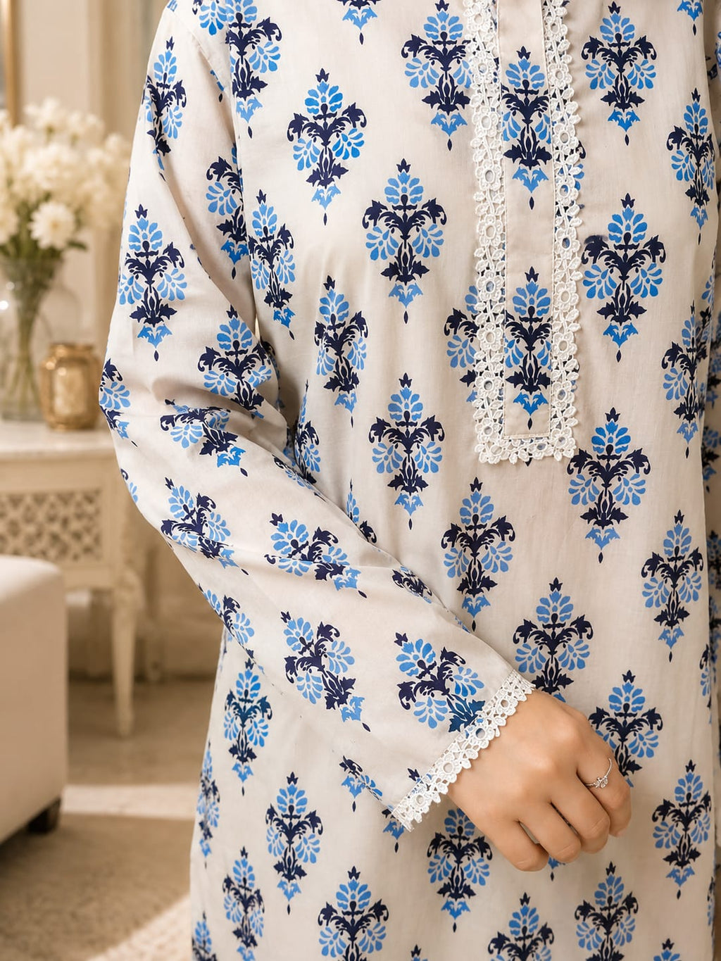 Azure Bloom 3 Piece Lawn Suit