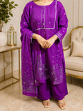 Royal purple jacquard 3 piece suit for woman premium dress
