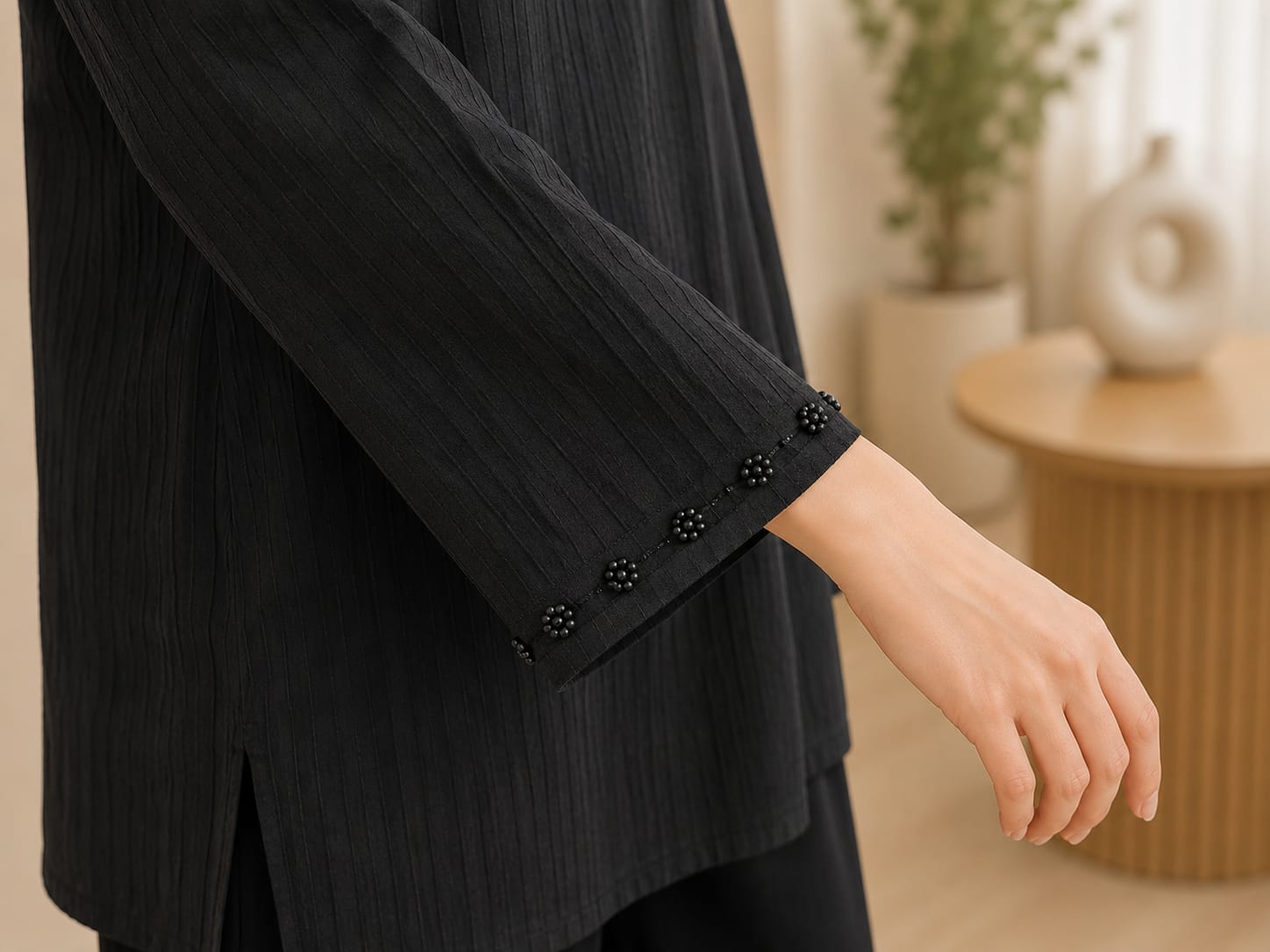 Pearl Detail Black Co-Ord set
