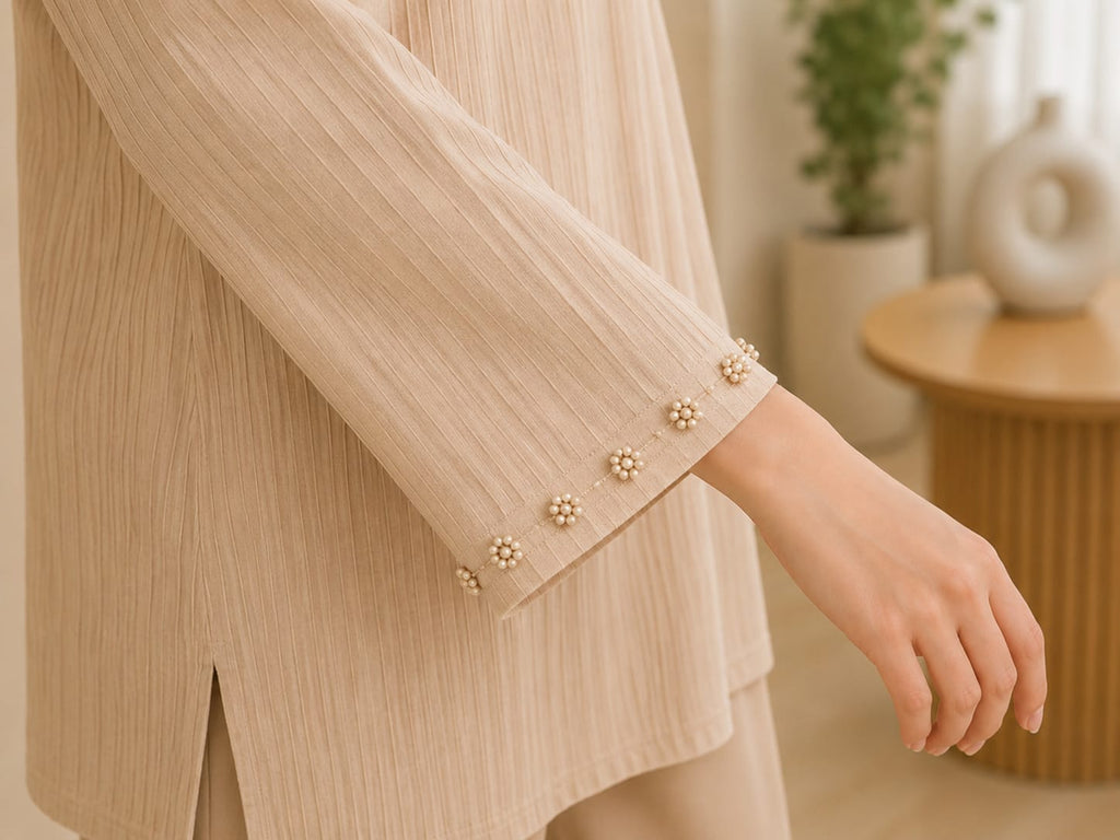 Pearl Embellished Co-Ord Set Soft&Elegant