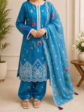 Sky Bloom Chikankari 3- piece suit